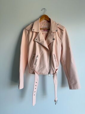 Levi’s Blush Pink Moto Jacket | Faux Leather Biker Jacket Size L